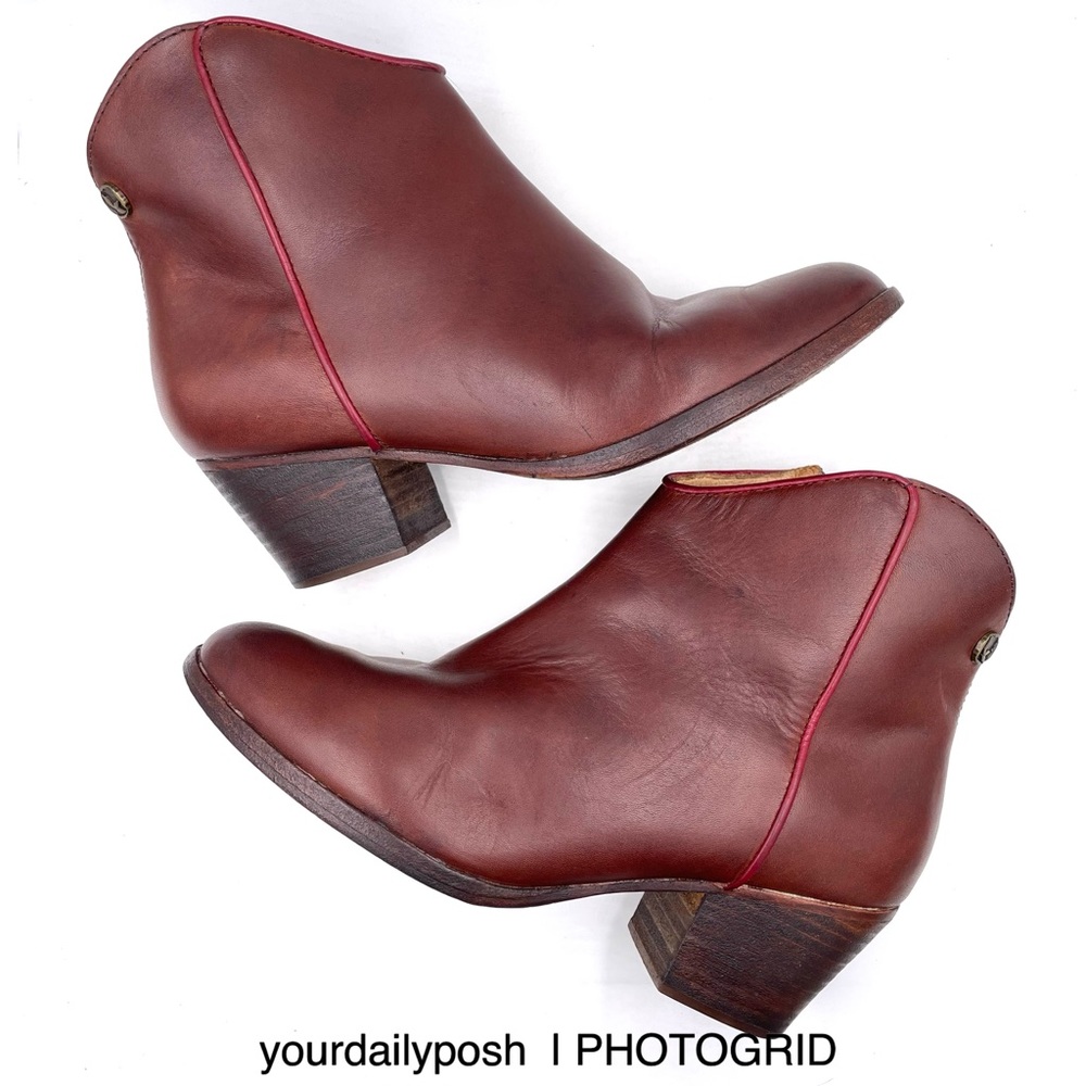UGG Koolaburra cordovan red brown leather Notela block heel ankle booties 7